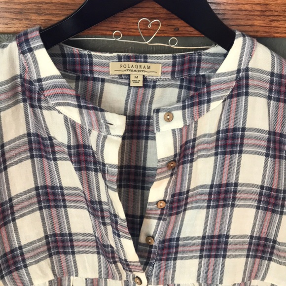 Plaid Top with Buttons - Picture 2 of 2